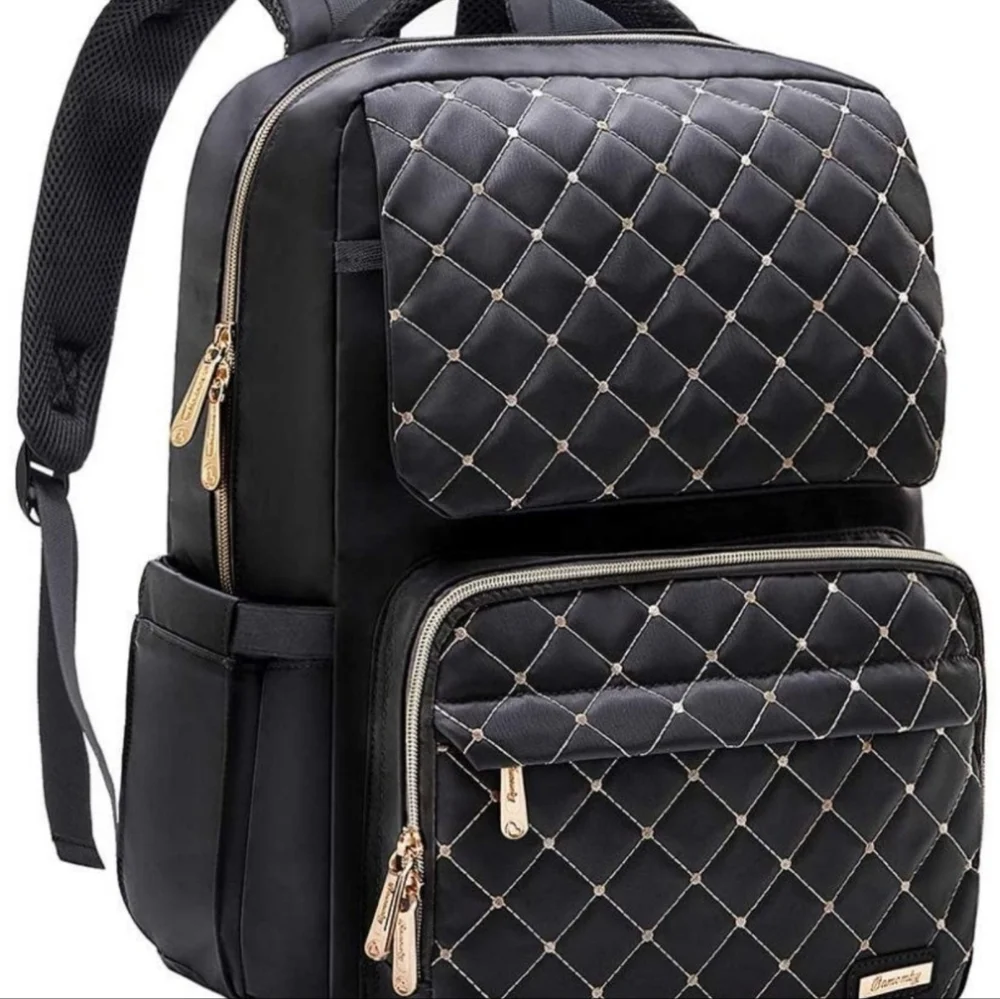 NWT Diaper Bag Backpack Black and Gold